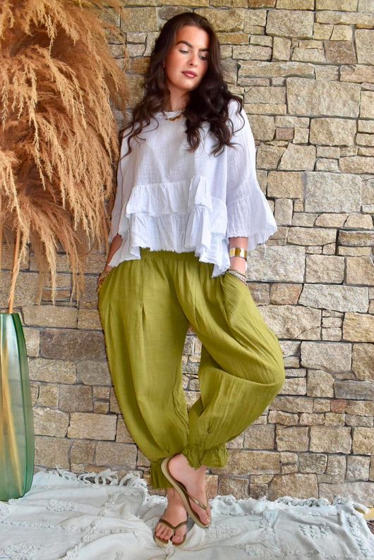 Sundaze Cheesecloth Bloomer Pant Olive